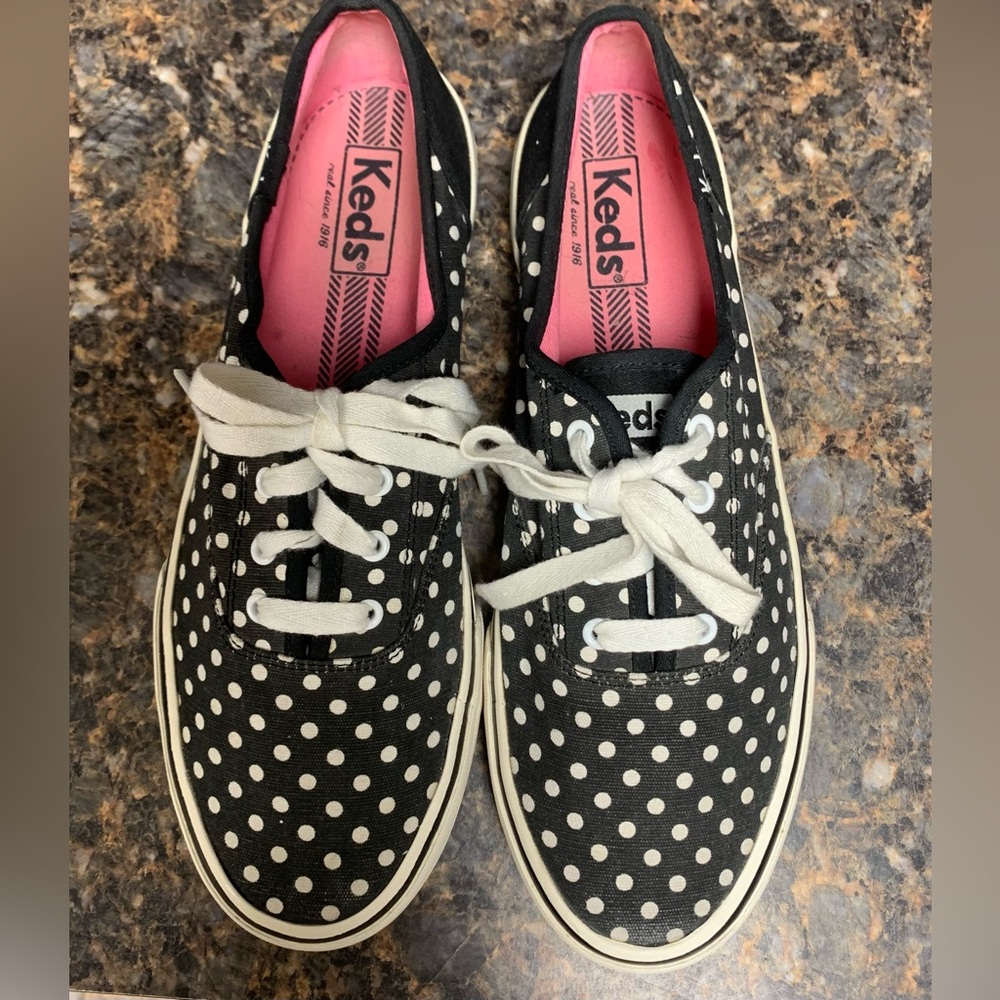 COPY - Keds Shoes Womens 8 Polka Dots Casual Sneakers Black Fabric Lace Up Low … - Picture 3 of 8